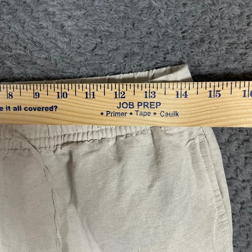 HM Womens Linen Blend Wide Leg Pants S Beige Oatmeal Elastic Waist Minimalist